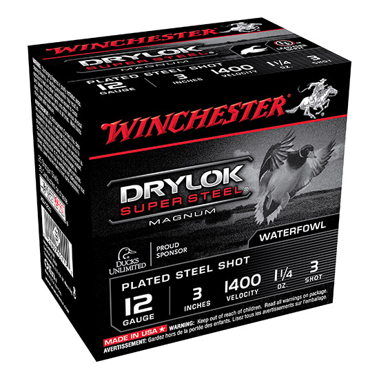 WIN SUPER-X DRYLOK STEEL 12GA 1.25OZ #3 25/10 - Ammunition